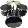 imageMusic Alley 3 Piece Kids Drum Set with Drum Sticks ampamp Drum Throne SeatMetallic Black