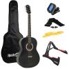 imageRockJam Acoustic Guitar Kit with Stand Tuner Gig Bag Strap Picks Spare Strings ampamp LessonsBlack