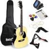 imageRockJam Acoustic Guitar Kit with Stand Tuner Gig Bag Strap Picks Spare Strings ampamp LessonsNatural