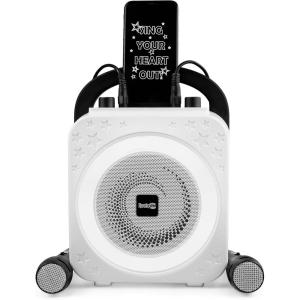 imageRockJam 10Watt Rechargeable Bluetooth Karaoke Machine with Two Mics Lightshow ampamp Voice EffectsRose Gold