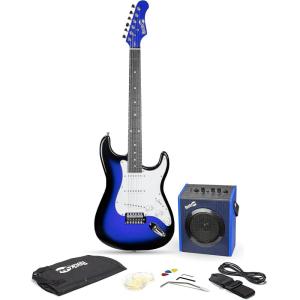 imageRockJam 6 String Electric Guitar Kit Right Blue ampamp Blue FullSize EG1BLSKV
