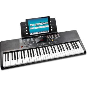 imageRockJam 61Key Compact Keyboard Piano with LED Display Keynote Stickers ampamp LessonsCompact 61 Key