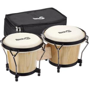 imageRockJam 7quot and 8quot Bongo Drum Set with Padded Bag and Tuning KeyNatural