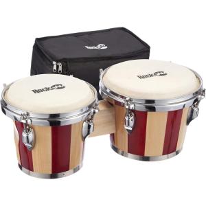 imageRockJam 7quot and 8quot Bongo Drum Set with Padded Bag and Tuning KeyRed  Natural