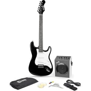 imageRockJam Electric Guitar Kit with 10Watt Amp Gig Bag Picks Spare Strings ampamp LessonsBlack  White