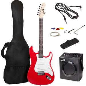 imageRockJam Electric Guitar Kit with 10Watt Amp Gig Bag Picks Spare Strings ampamp LessonsRed