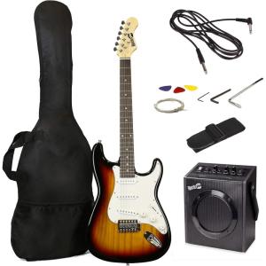 imageRockJam Electric Guitar Kit with 10Watt Amp Gig Bag Picks Spare Strings ampamp LessonsSunBurst