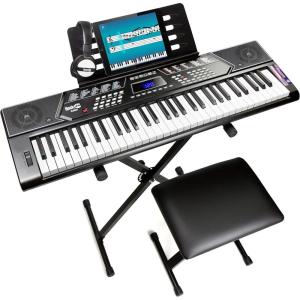 imageRockJam RJ761 61 Key Keyboard Piano with Keyboard Bench Digital Piano Stool Sustain Pedal Headphones ampamp Lessons61 Key Kit with Pitch Bend
