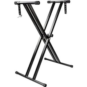 imageRockJam Xfinity HeavyDuty DoubleX PreAssembled Infinitely Adjustable Piano Keyboard Stand with Locking StrapsDouble Braced Keyboard Stand
