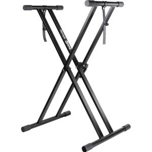imageRockJam Xfinity HeavyDuty DoubleX PreAssembled Infinitely Adjustable Piano Keyboard Stand with Locking StrapsPreAssembled Double Braced Keyboard Stand